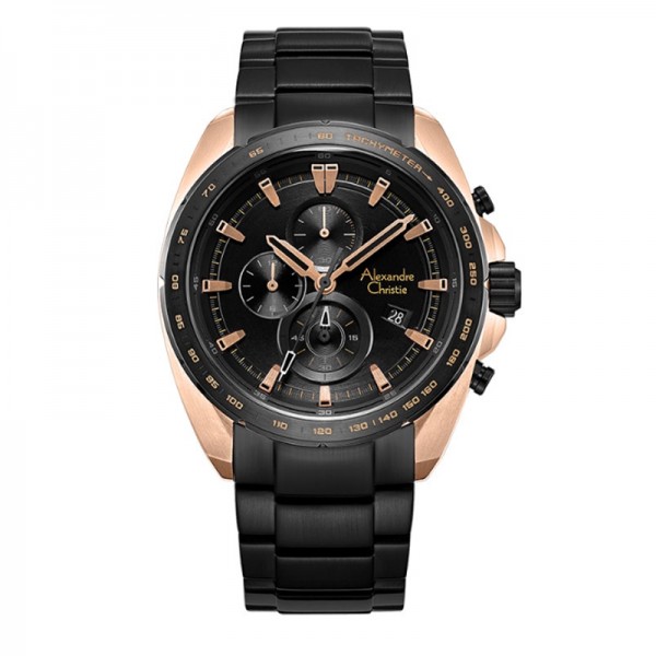 Alexandre Christie AC 6652 Rosegold Black Steel MCBBRBA